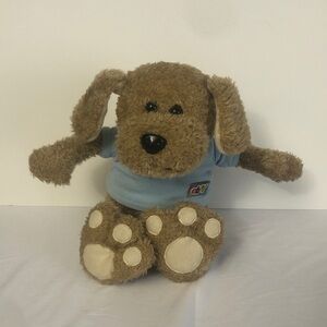 Plush Brown Puppy with Light Blue Shirt - Soft Cuddly Stuffed Animal